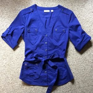 New York and Company V-neck button down top